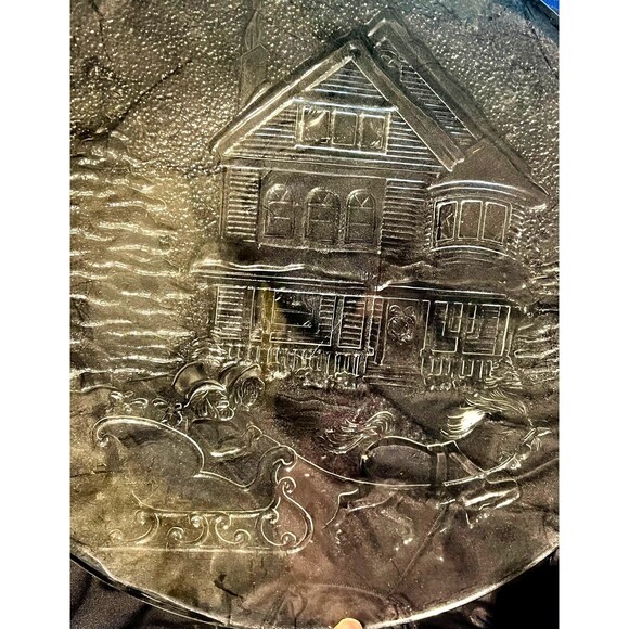 Vintage Glass Holiday Serving Platter Y2K (very thick) - Picture 4 of 4